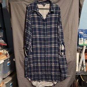 Torrid Navy and White Plaid Shirt Dress NWOT